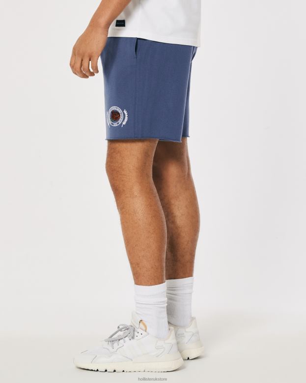 Bottoms Hollister Men Fleece Varsity Graphic Shorts 7\\ 488201340 Navy